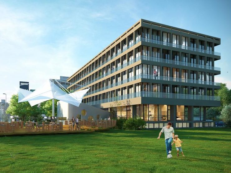 Appartementengebouw The Block aan de Tesselschadestraat 7-19 in Leeuwarden