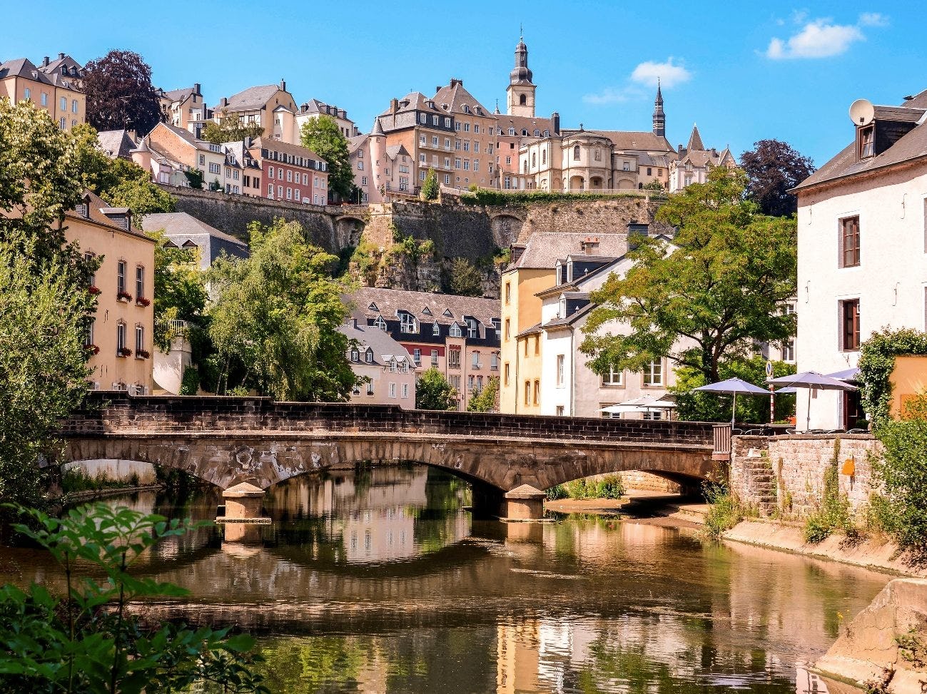 Lux 0244 Luxembourg City, Grund, bridge over Alzette river