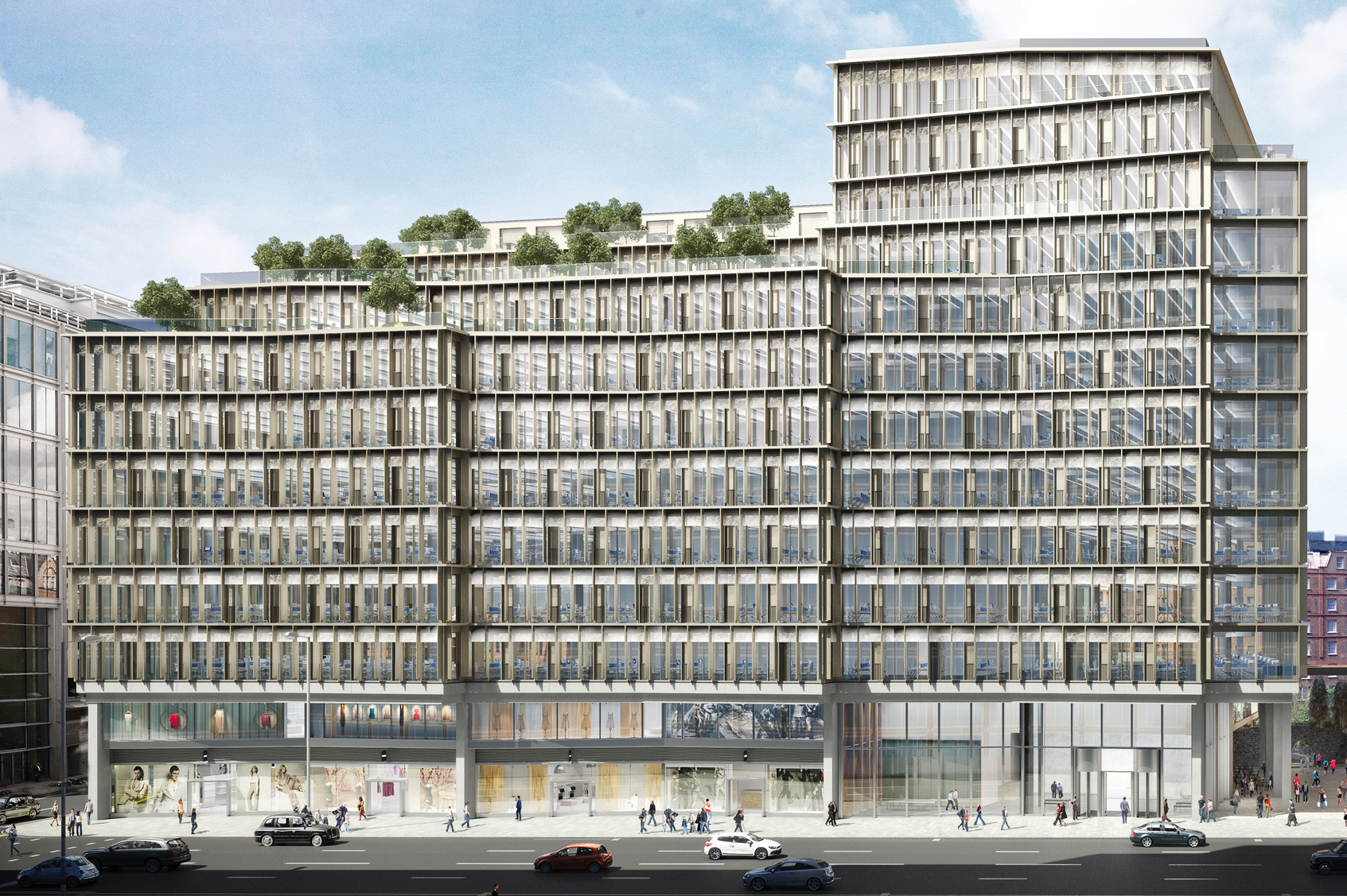 Het zogenaamde Zig Zag-gebouw in Londen Victoria