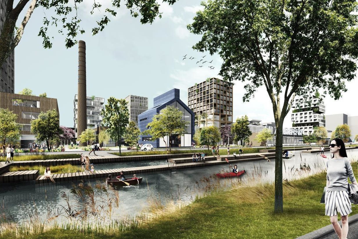 BPD realiseert woonwerkwijk op Campinaterrein Eindhoven naar ontwerp van Studioninedots en Delva landscape architects.