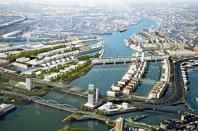 Nieuwe wijk op schiereiland Kleiner Grasbrook Hamburg