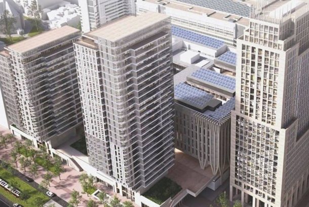 Woontorens en hotel naast Onderwijs- en Cultuurcomplex Den Haag