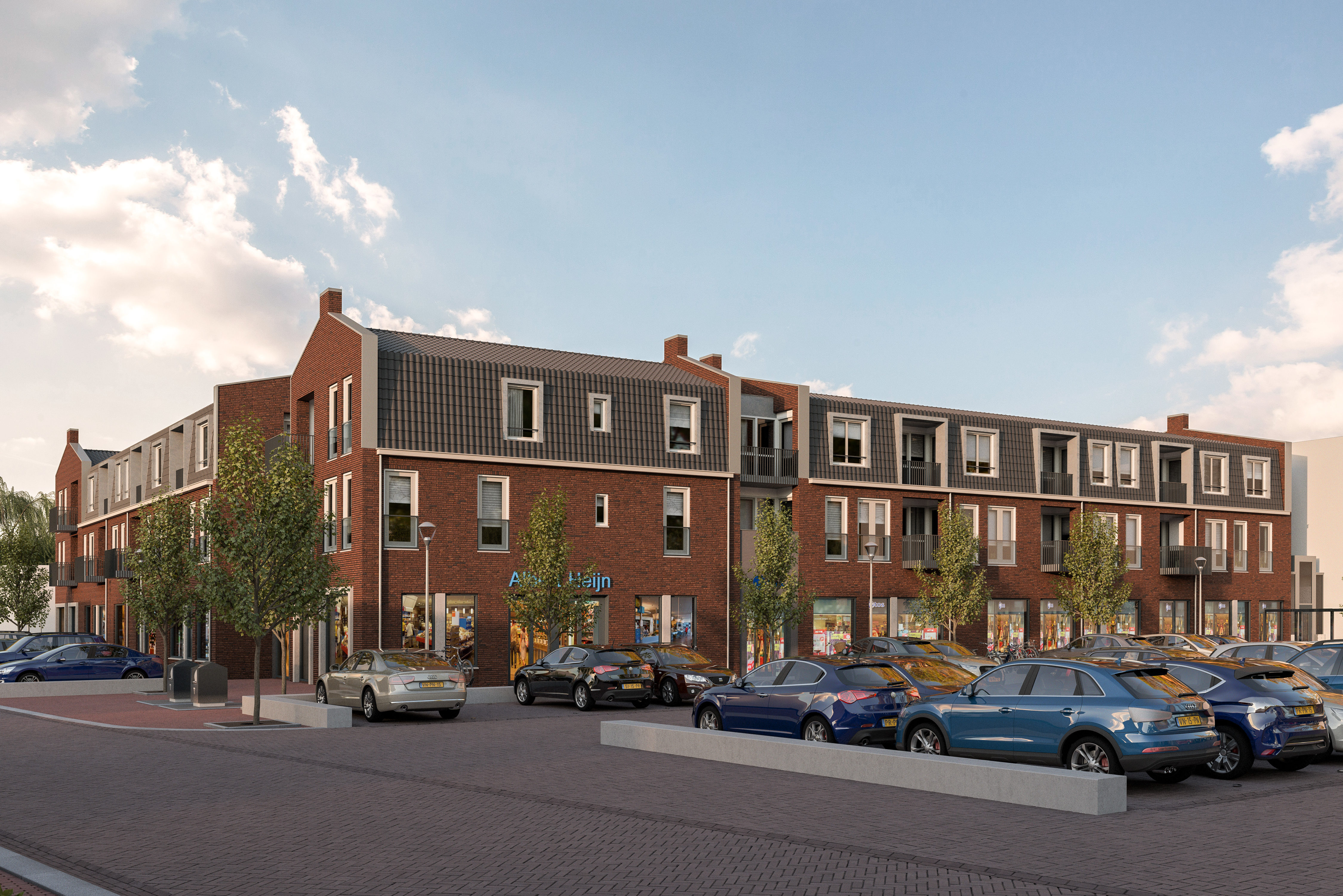 Oudere artist impression van Centrumplan Berghem met de naam van Albert Heijn nog op de gevel