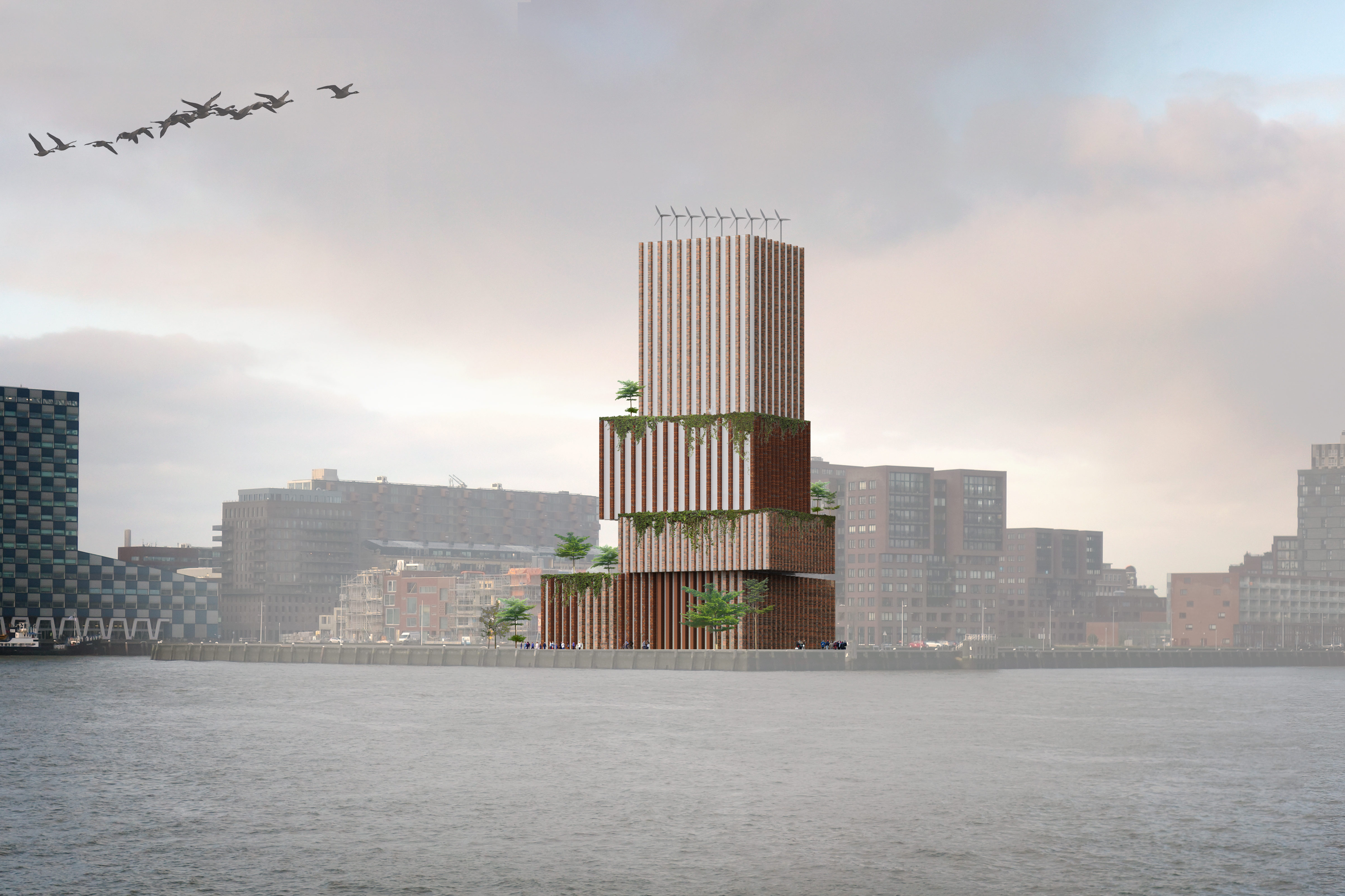 Müllerpier-impressie vanaf het water