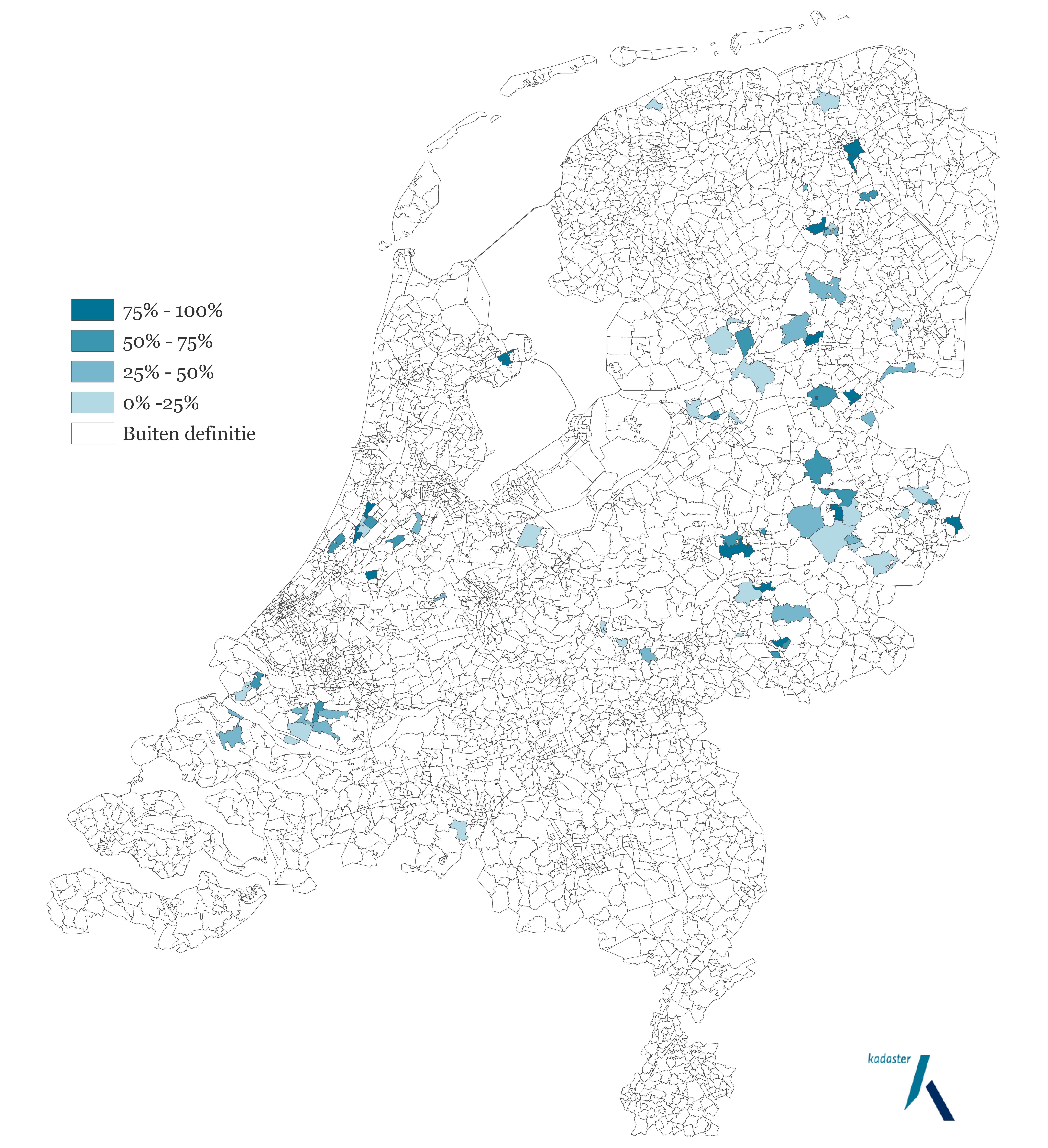Figuur 3 - Grondbezit Roosdom Tijhuis naar postcodegebied. Bron: Kadaster/Vastgoedmarkt