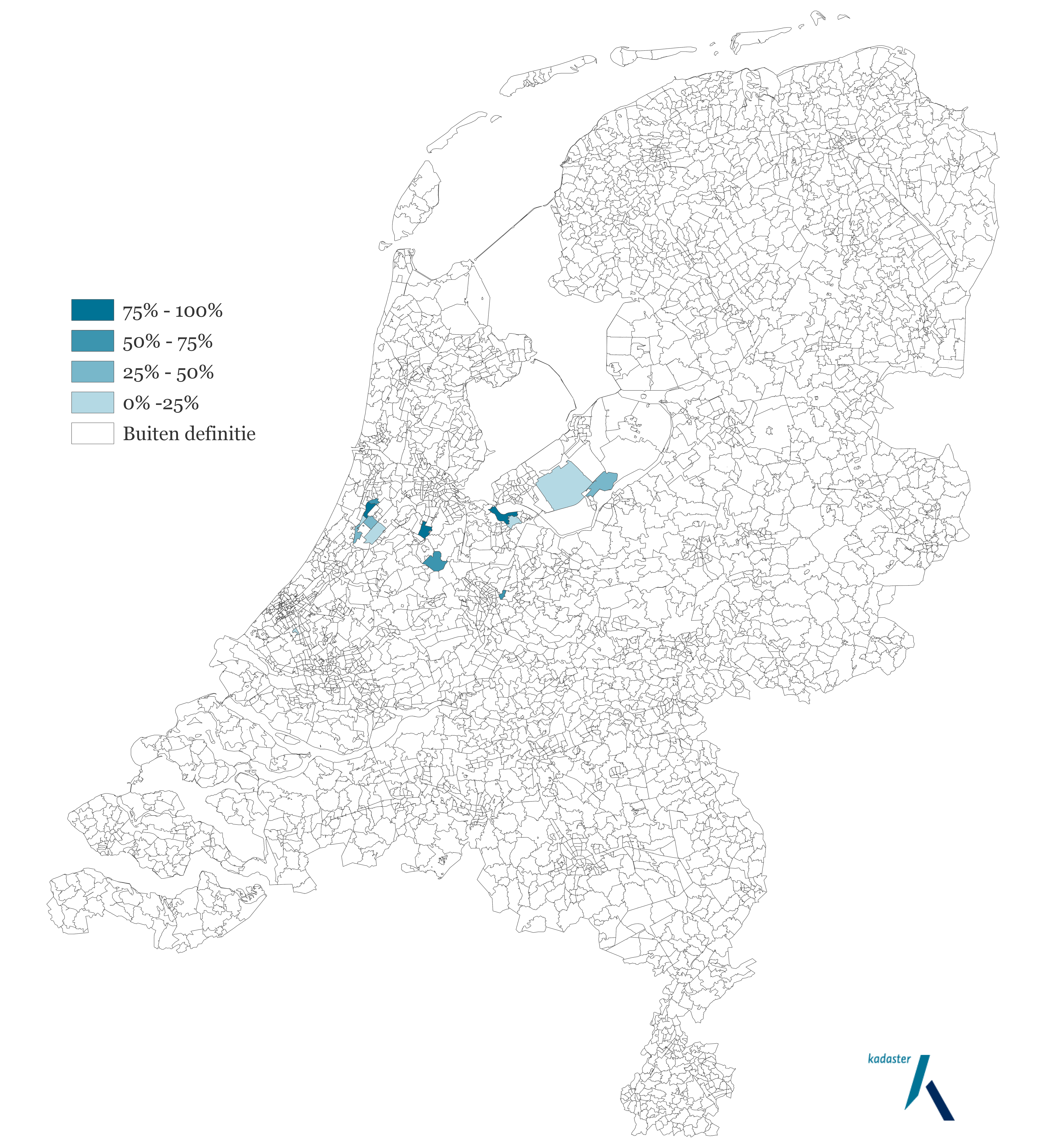 Figuur 5 - Grondbezit Verwelius naar postcodegebied. Bron: Kadaster/Vastgoedmarkt