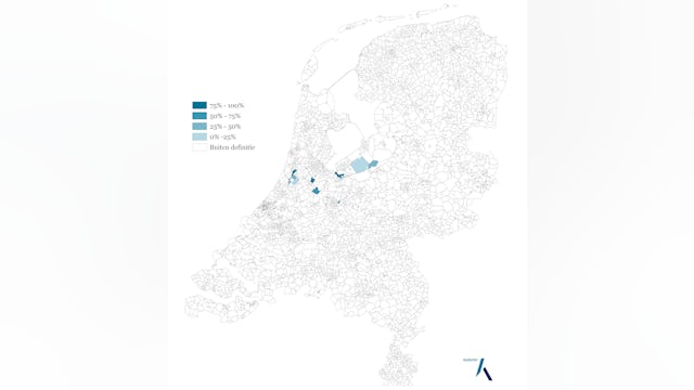 Figuur 5 - Grondbezit Verwelius naar postcodegebied. Bron: Kadaster/Vastgoedmarkt