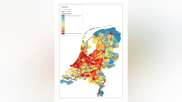 Figuur 9 Hittekaart woningmarkt 2018. Bron: BPD