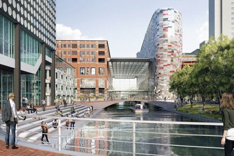 zicht op Stadskamer vanaf Catharijnesingel Utrecht