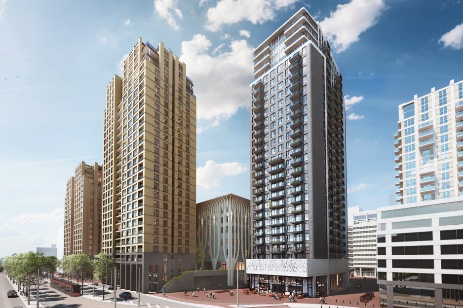 woontorens Adagio en Bolero aan Spuiplein Den Haag