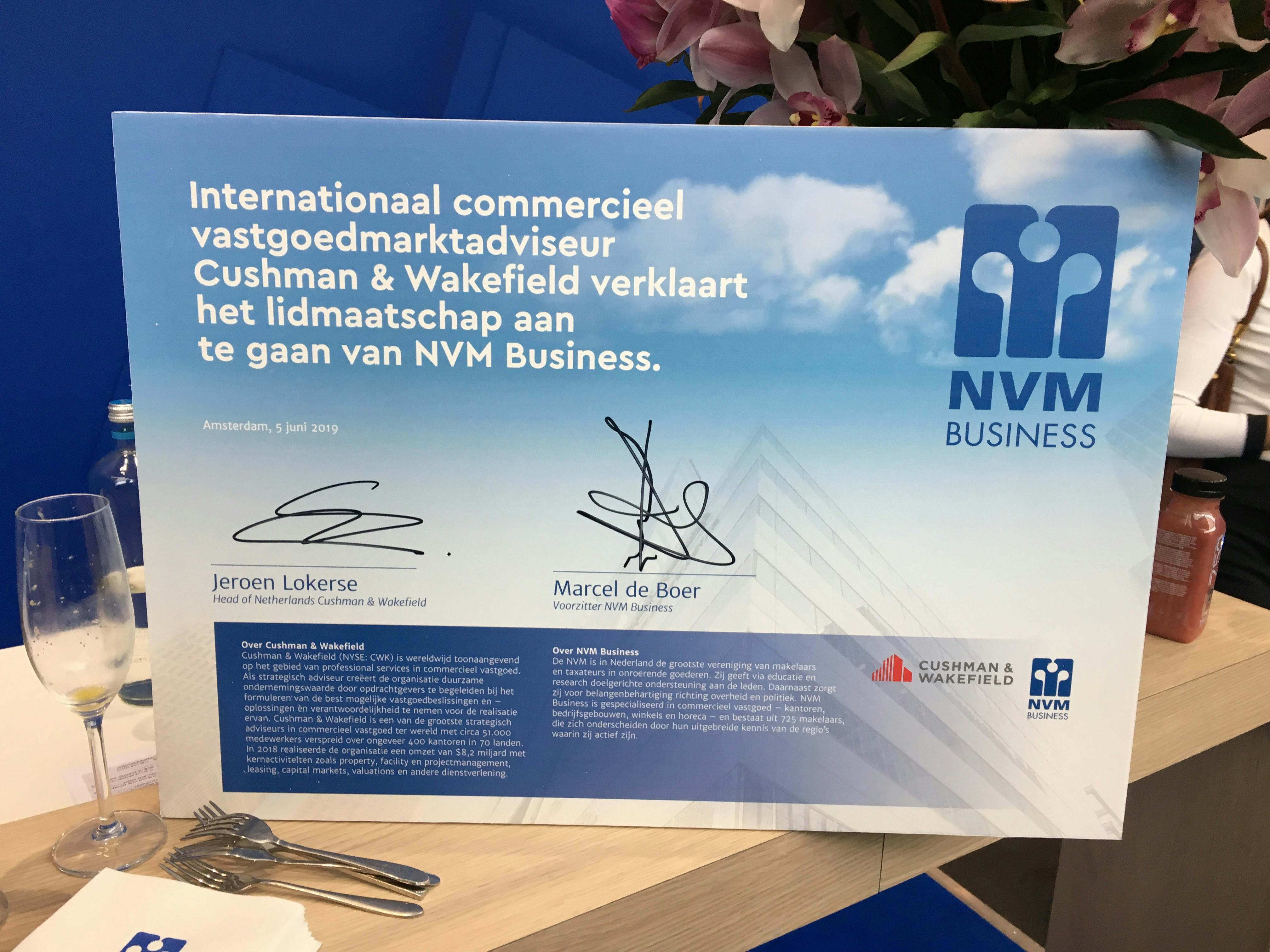 Cushman & Wakefield sluit zich aan bij NVM Business