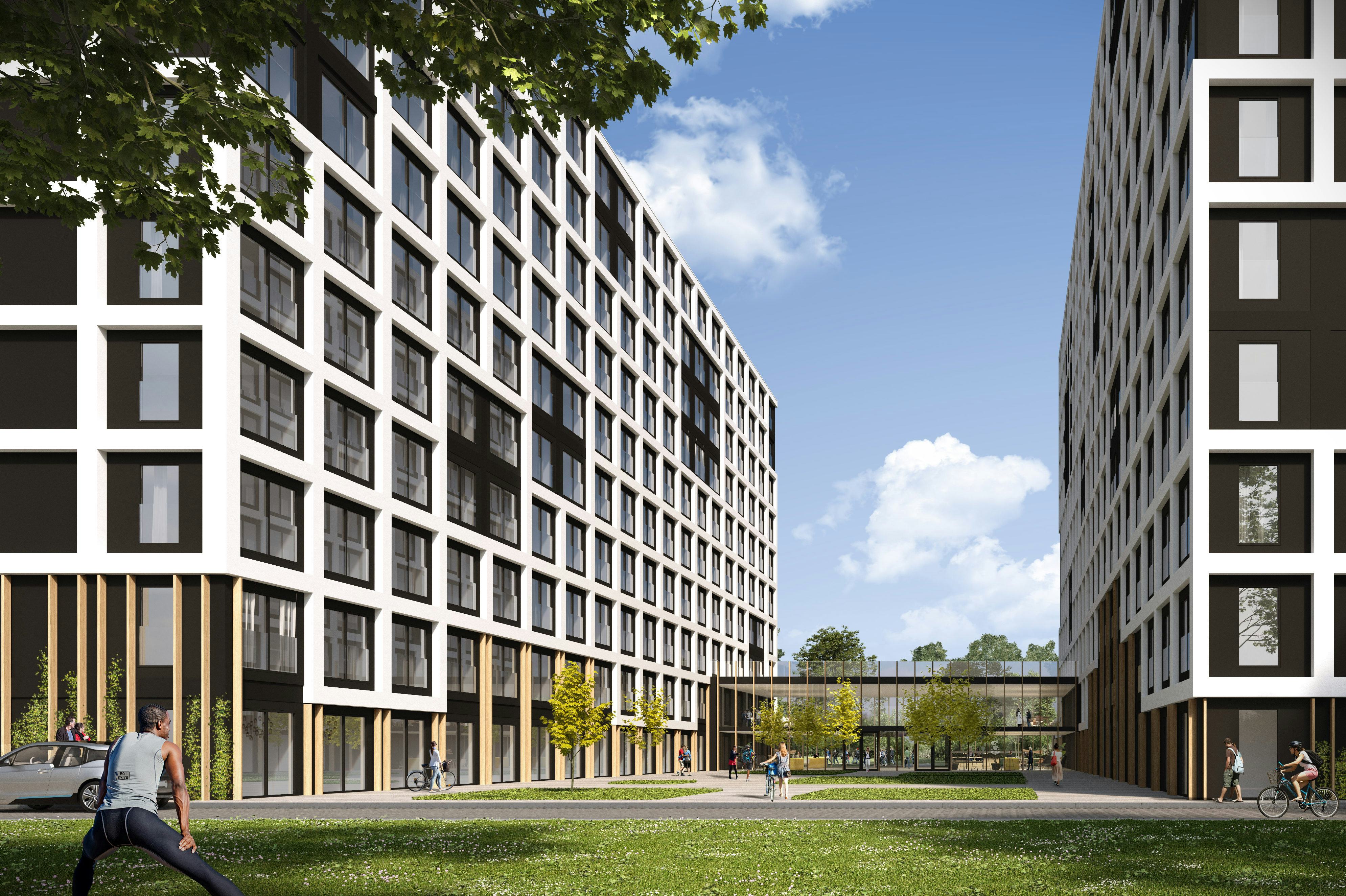 Impressie van de micro-appartementen die Jan Snel voor studenten gaat bouwen in het Duitse Bochum.