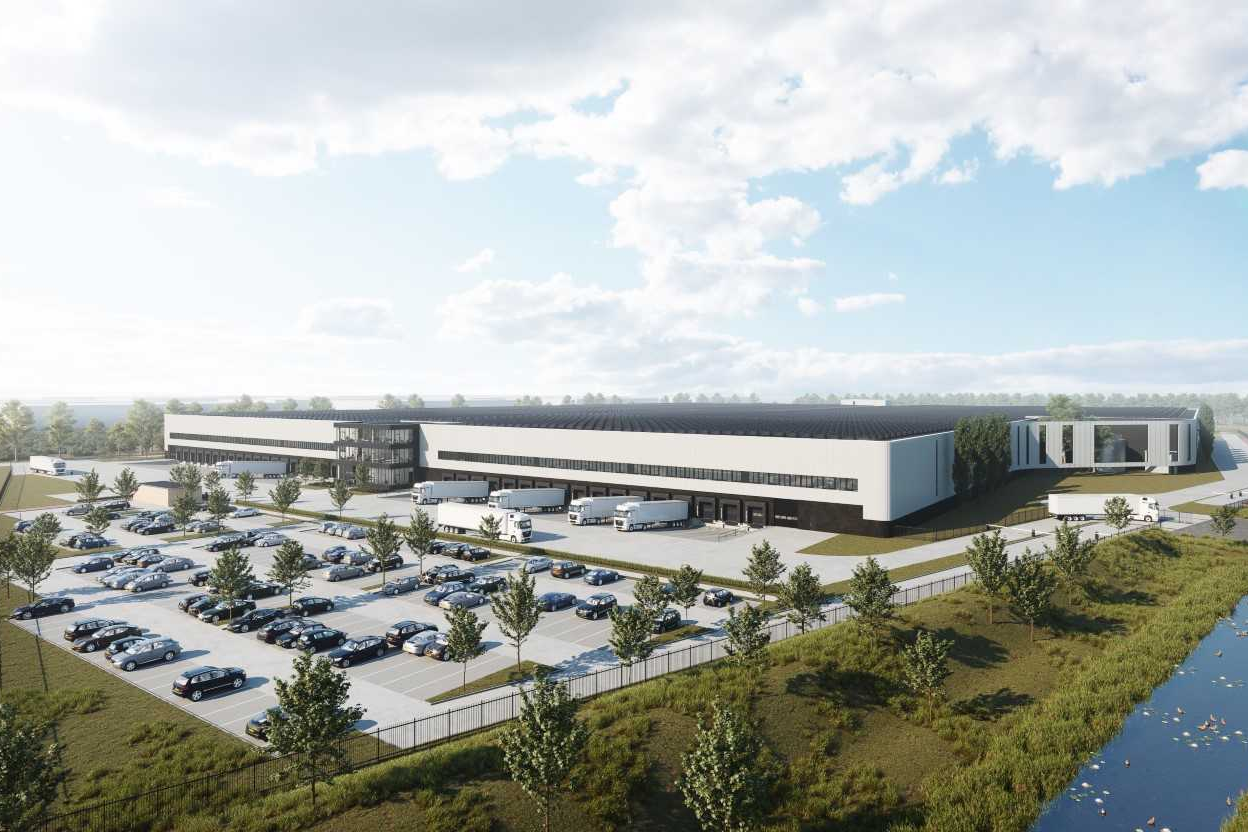 Impressie van het te ontwikkelen distributiecentrum.