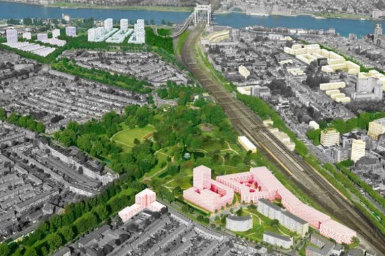 Impressie van het plangebied achter station Dordrecht