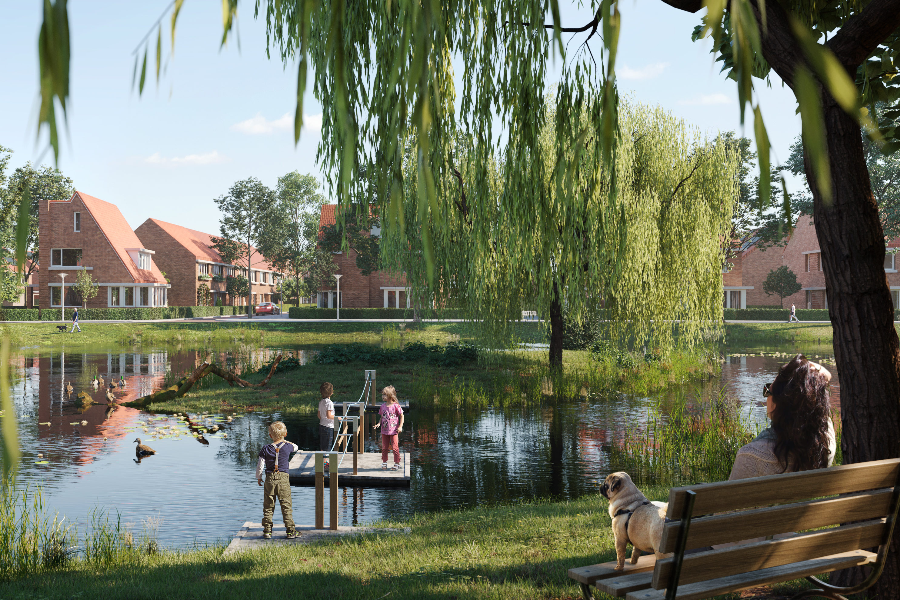 Impressie van het toekomstige tuindorp Vrijlandt in Lombardijen