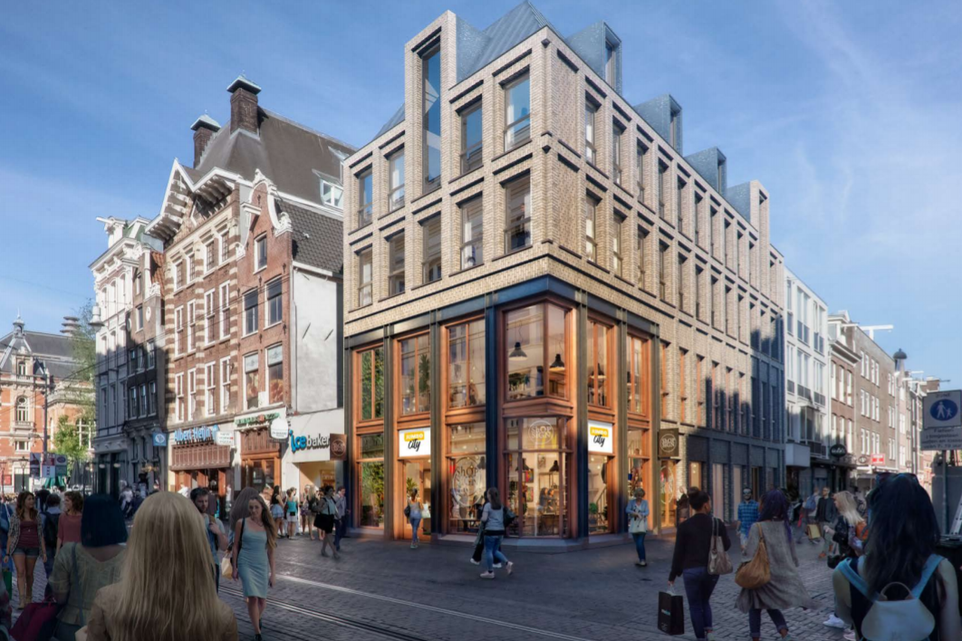 Impressie door Architekten Cie van de toekomstige Jumbo City op de Leidsestraat in Amsterdam