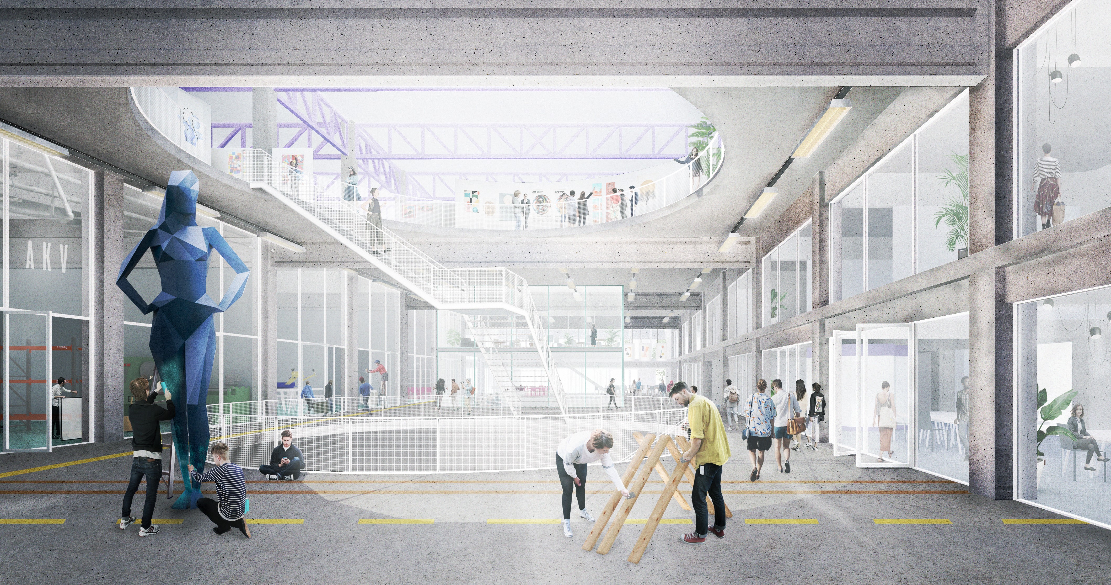 Impressie van het toekomstige KuBus-gebouw door Studioninedots