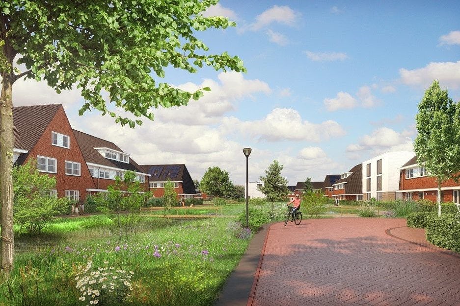 Een impressie van het toekomstige Park Centraal in de Reeshof bij Tilburg, een van de grotere Vinexwijken van  ons land 