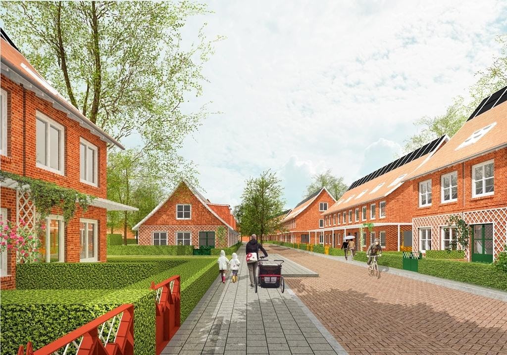 Impressie van de woningen die BPD wil realiseren in de Wielewaal.