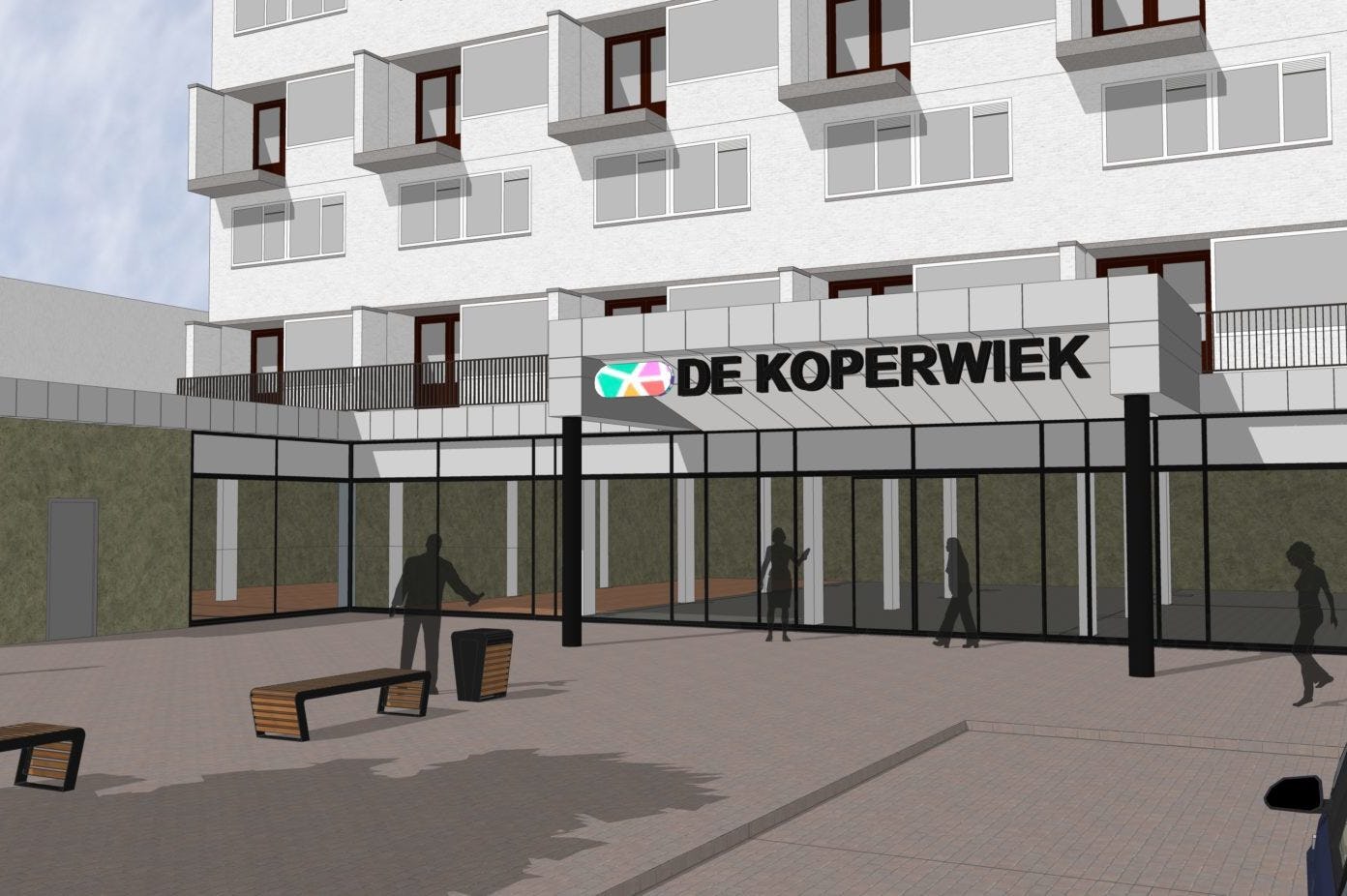 Aanzicht nieuwe entree winkelcentrum De Koperwiek