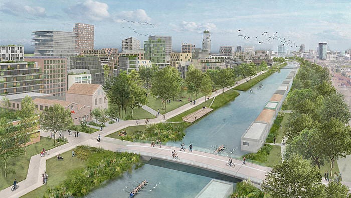 In Groot Merwede zullen vooral appartementen worden gebouwd om de bevolkingsgroei op te vangen. Bron: marco.broekman en OKRA