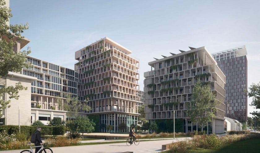 Rondom station Schiedam-Centrum moeten 3.000 nieuwe woningen komen. Impressie: Ontwikkelcombinatie Schieveste (OCS)