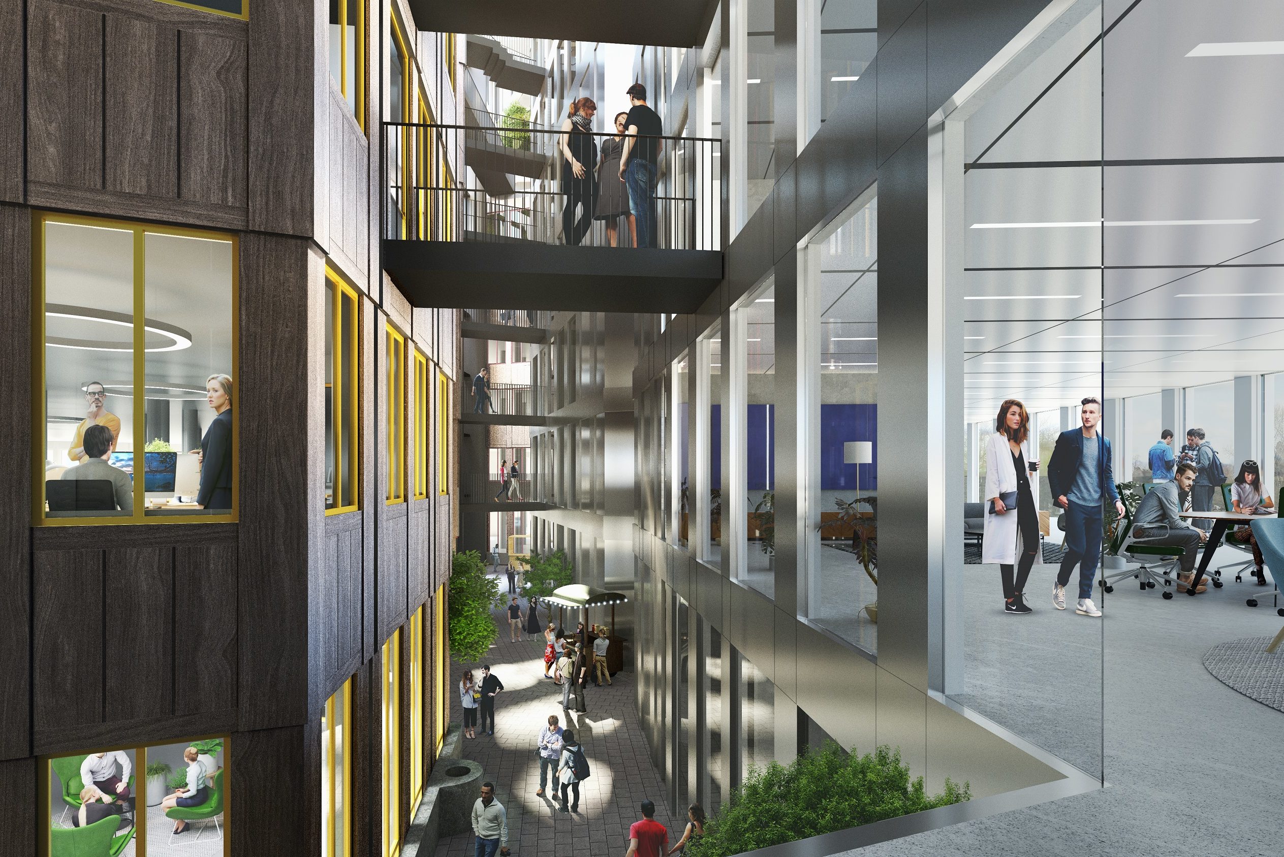 Tripolis Park overgang bestaande bouw en nieuwbouw - copyright MVRDV