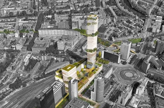 Impressie van het toekomstige Schiekadeblok zoals voorzien in de plannen van G & S. Foto: Gemeente Rotterdam