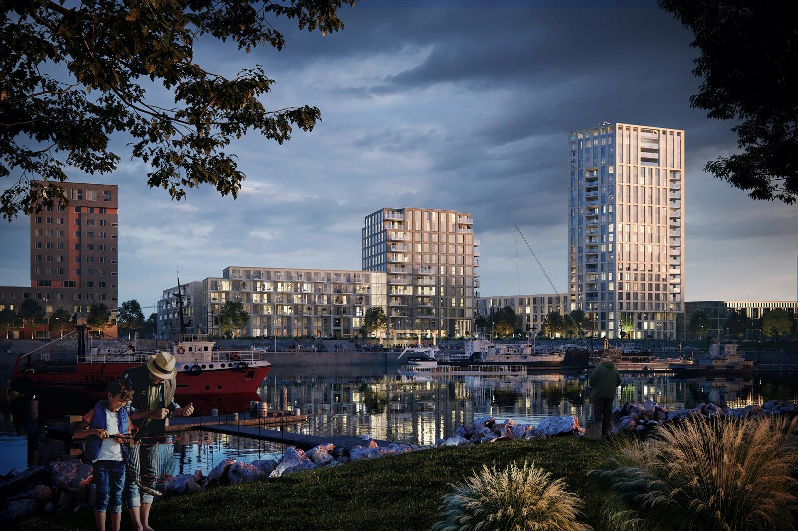 Direct aan de Waal verrijst Havenkade met 324 appartementen bestaande uit sociale- en middeldure huurappartementen en koopappartementen. Artist impressions van Jury! Architecture.