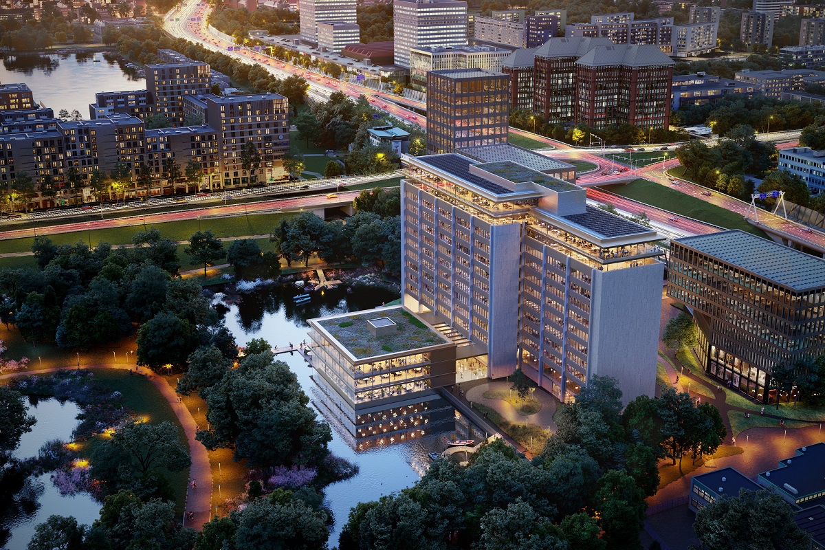 Impressie van het toekomstige Rembrandt Park One-gebouw