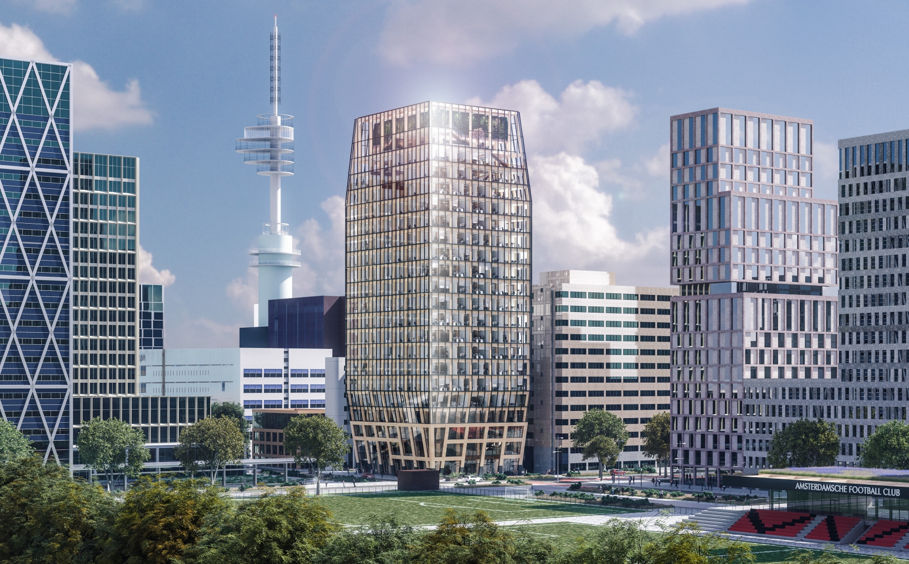 De kantoorontwikkeling van NSI aan de Maurice Ravellaan op de Zuidas in Amsterdam