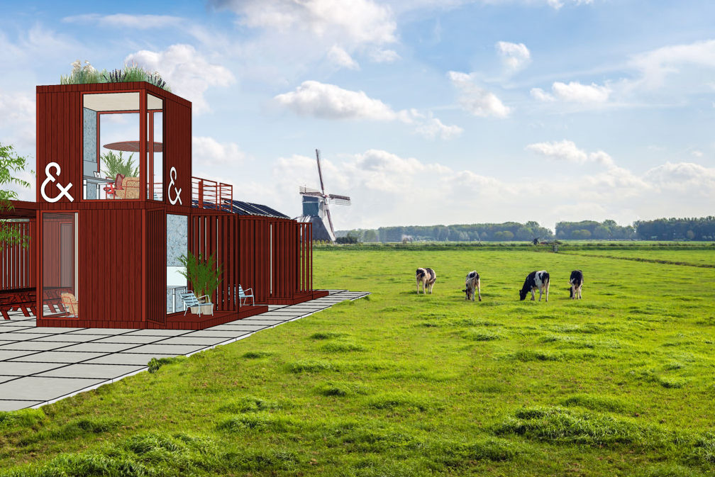 Typical Dutch polder landscape with a grazing cows in the meadow. An old windmill  is in the background. The photo was taken at the end of the summer season in the neighbourhood of Bleskensgraaf.