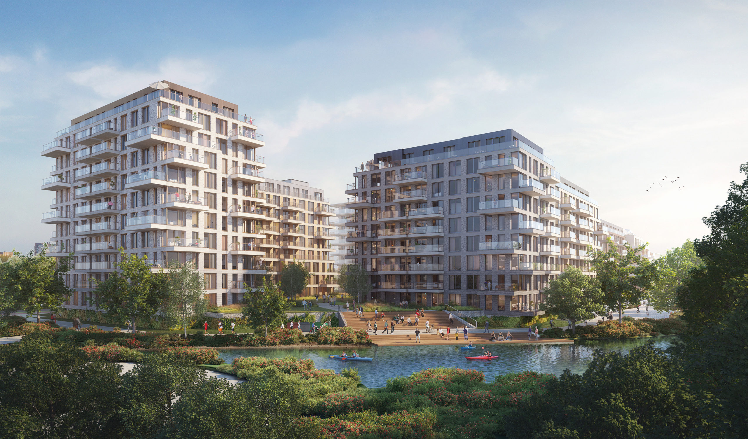 Impressie van de woongebouwen die moeten verrijzen op de voormalige HP-locatie in Amstelveen