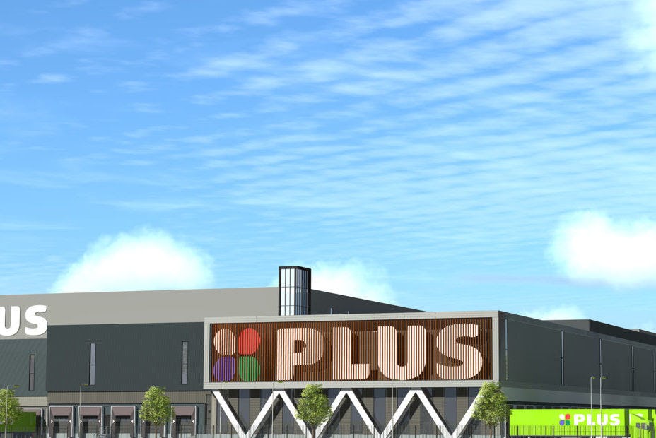 Het toekomstige distributiecentrum van Plus in Oss.