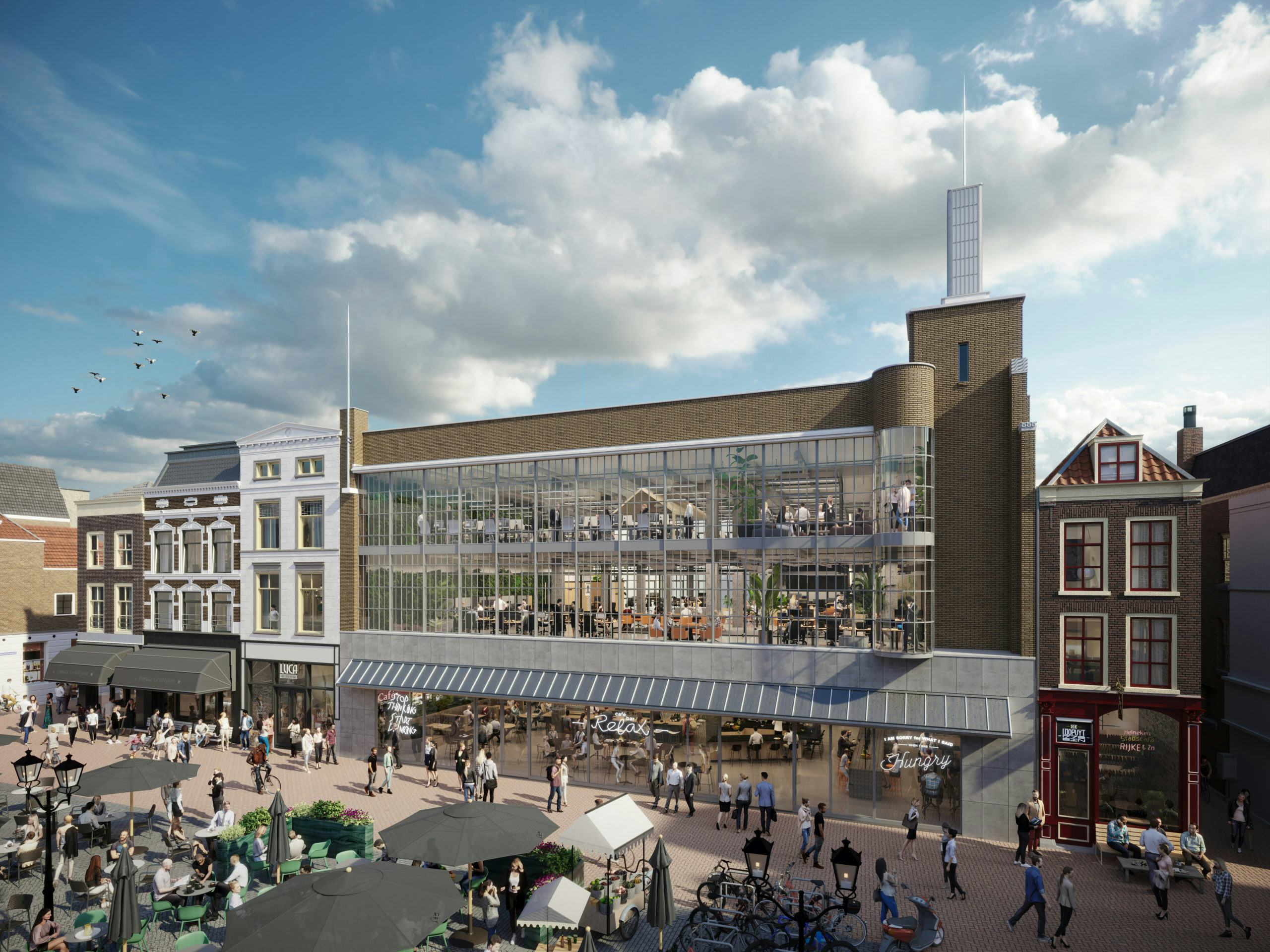 Impressie van het nieuwe werken op de eerste en tweede verdieping van het voormalige V & D-pand in Dordrecht