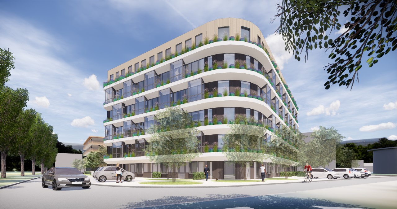 Impressie van een nieuw woongebouw van Credit Linked Beheer aan de Barbizonlaan in Capelle aan den IJssel