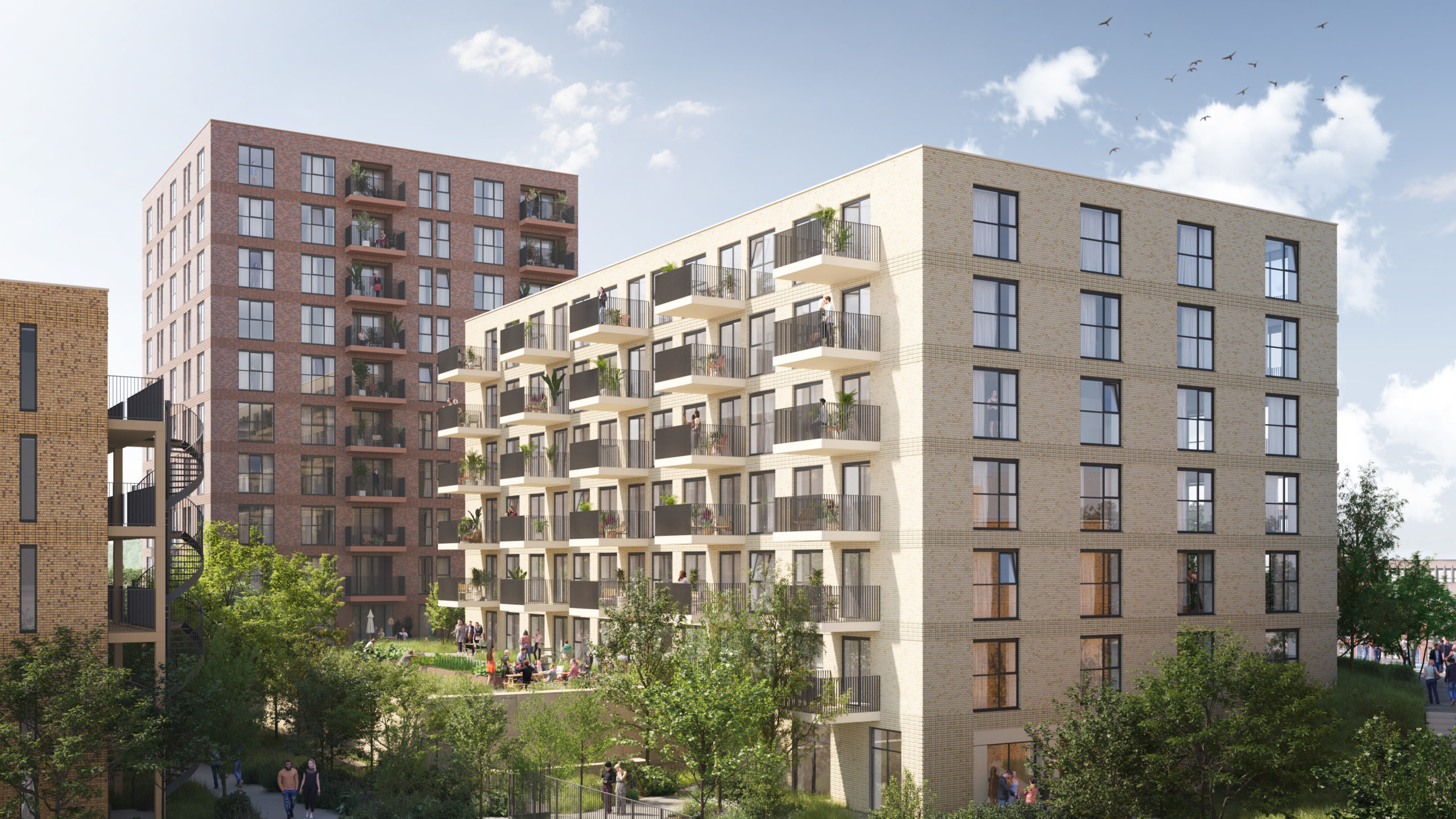 Impressie van de toekomstige woongebouwen op de Diepeveenlocatie