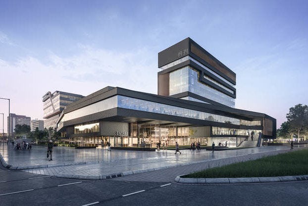 Impressie van het nieuwe belastingkantoor aan de Fellenoord 15 in Eindhoven.  Beeld: UNStudio