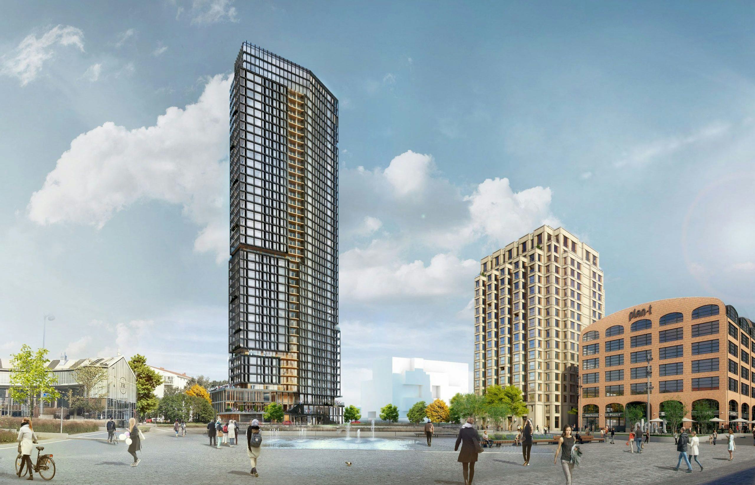 In de Spoorzone in Tilburg ontwikkelt SDK een 130 meter hoge woontoren met 250 appartementen. 