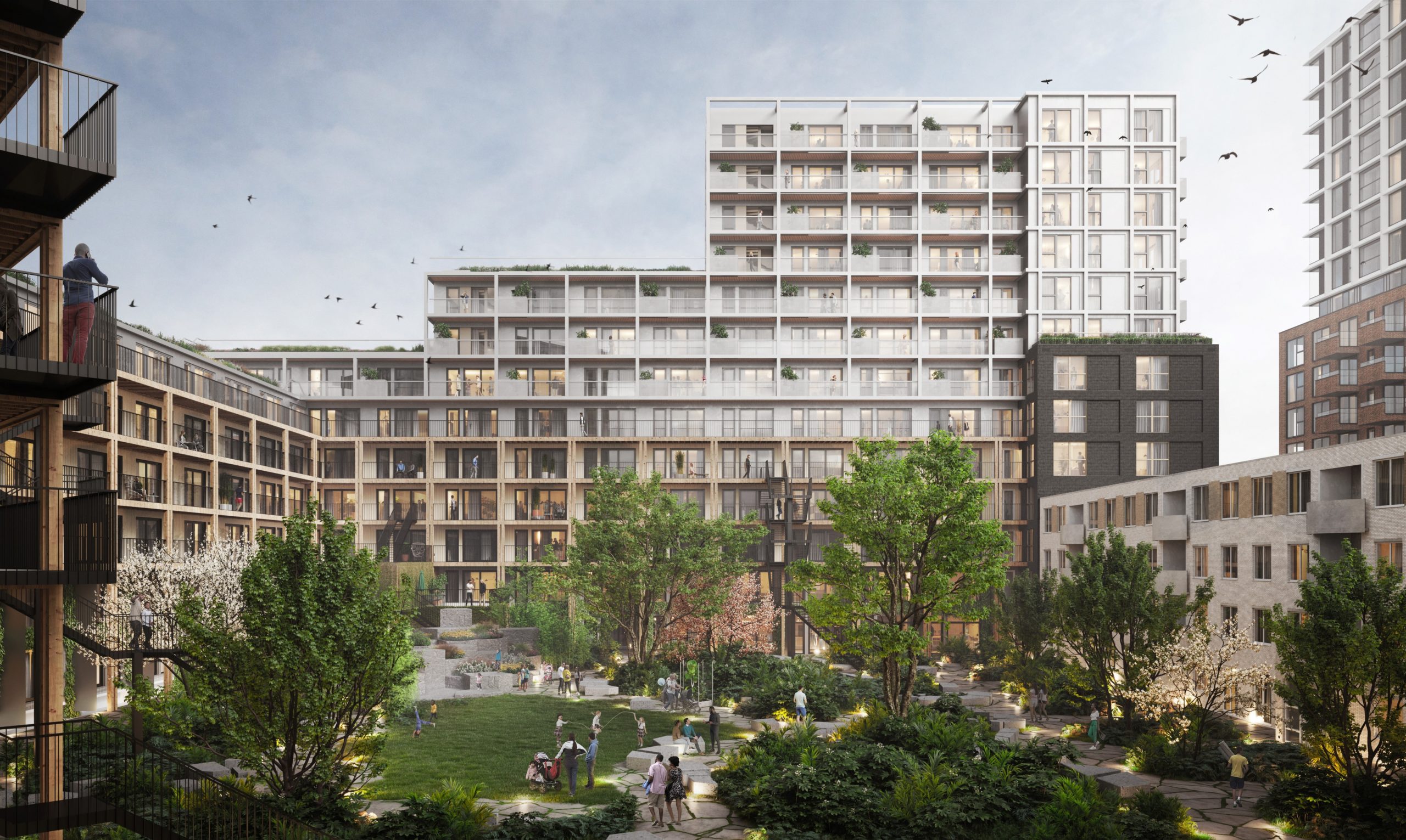 Binnentuin cluster 7. Artist impression: Paul de Ruiter Architects