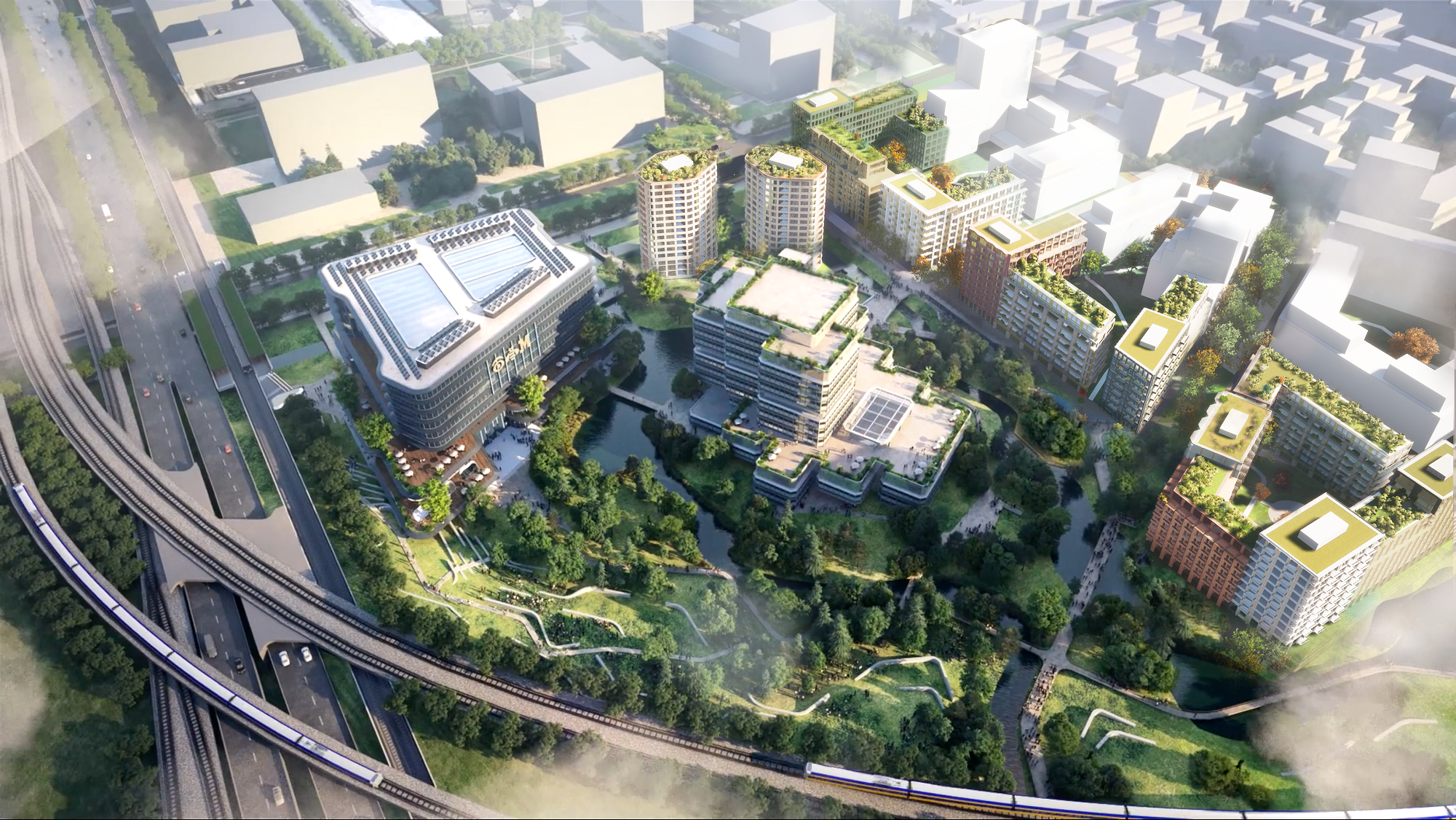 De nieuwe gebiedsontwikkeling in Amsterdam: Think District. Beeld: RED Company