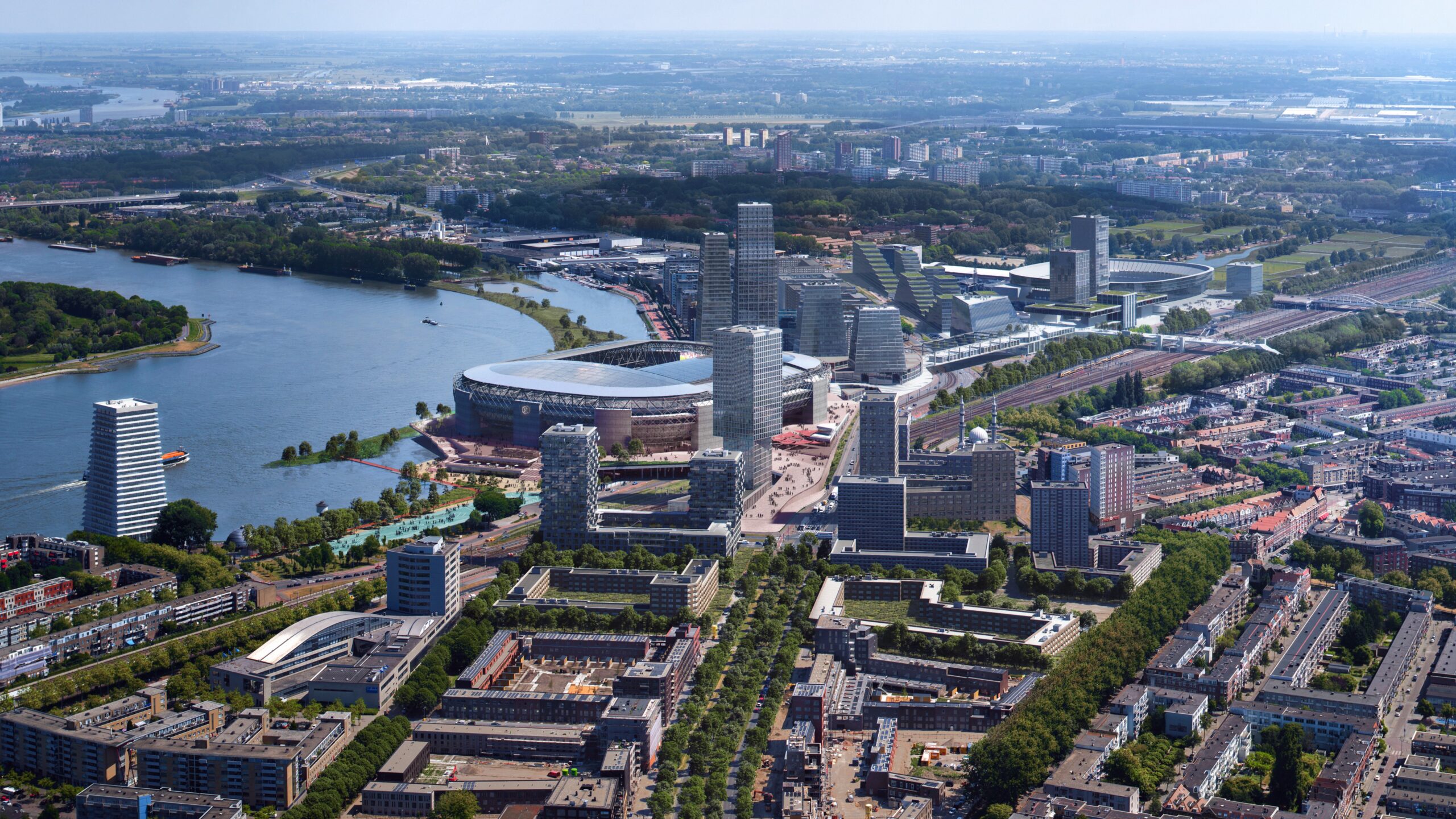 Uit het oorspronkelijke plan voor Feyenoord City Beeld: OMA en LOLA