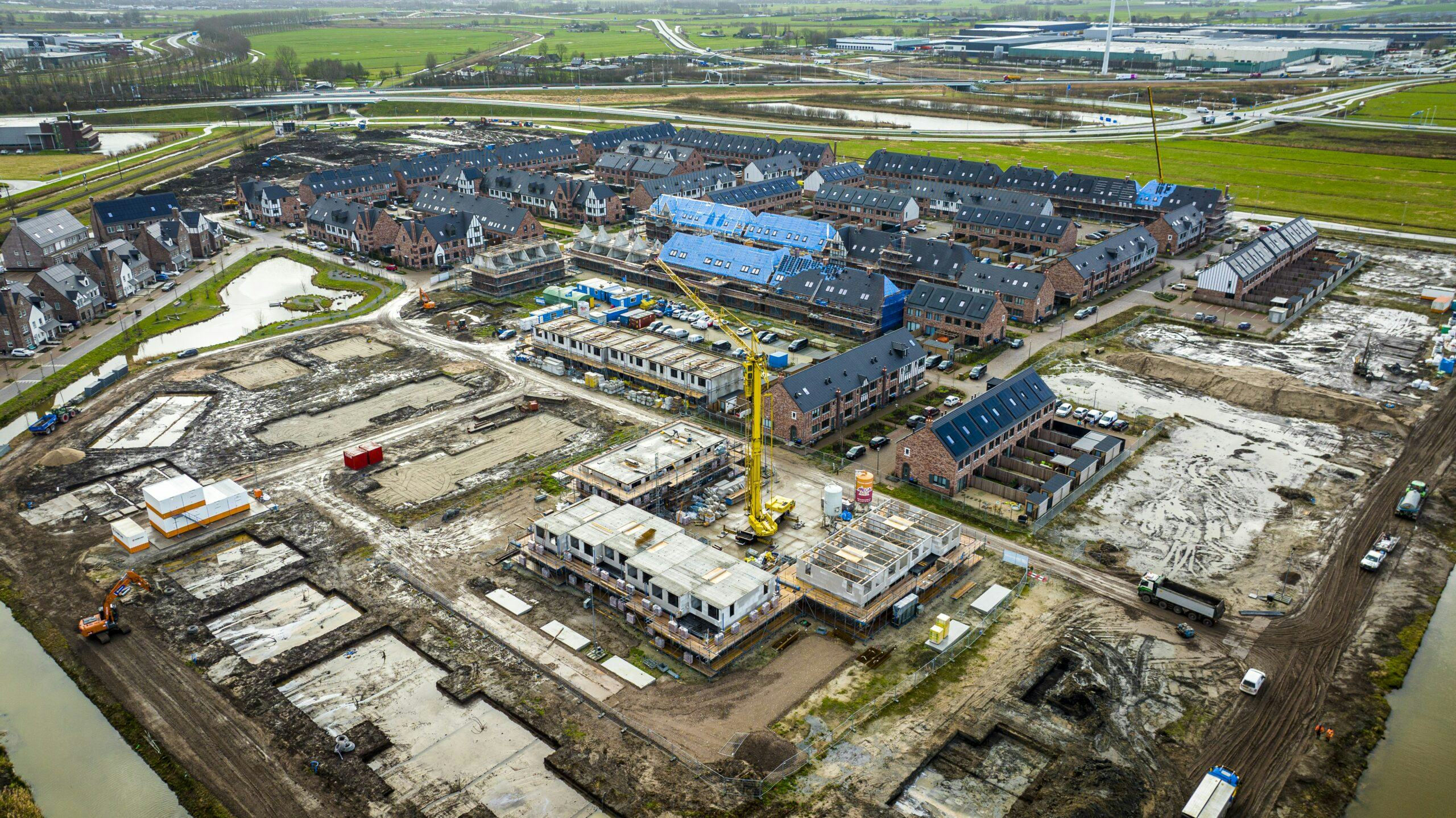 Overzicht van de nieuwe woonwijk Park Triangel in Waddinxveen. Foto: Tobias Kleuver/ANP
