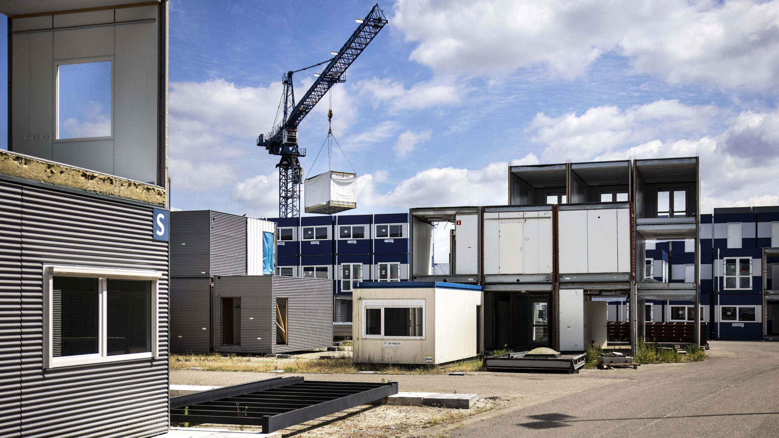 Container flexwoningen op het terrein van bouwbedrijf de Meeuw. Foto: ANP/  Ramon van Flymen.
