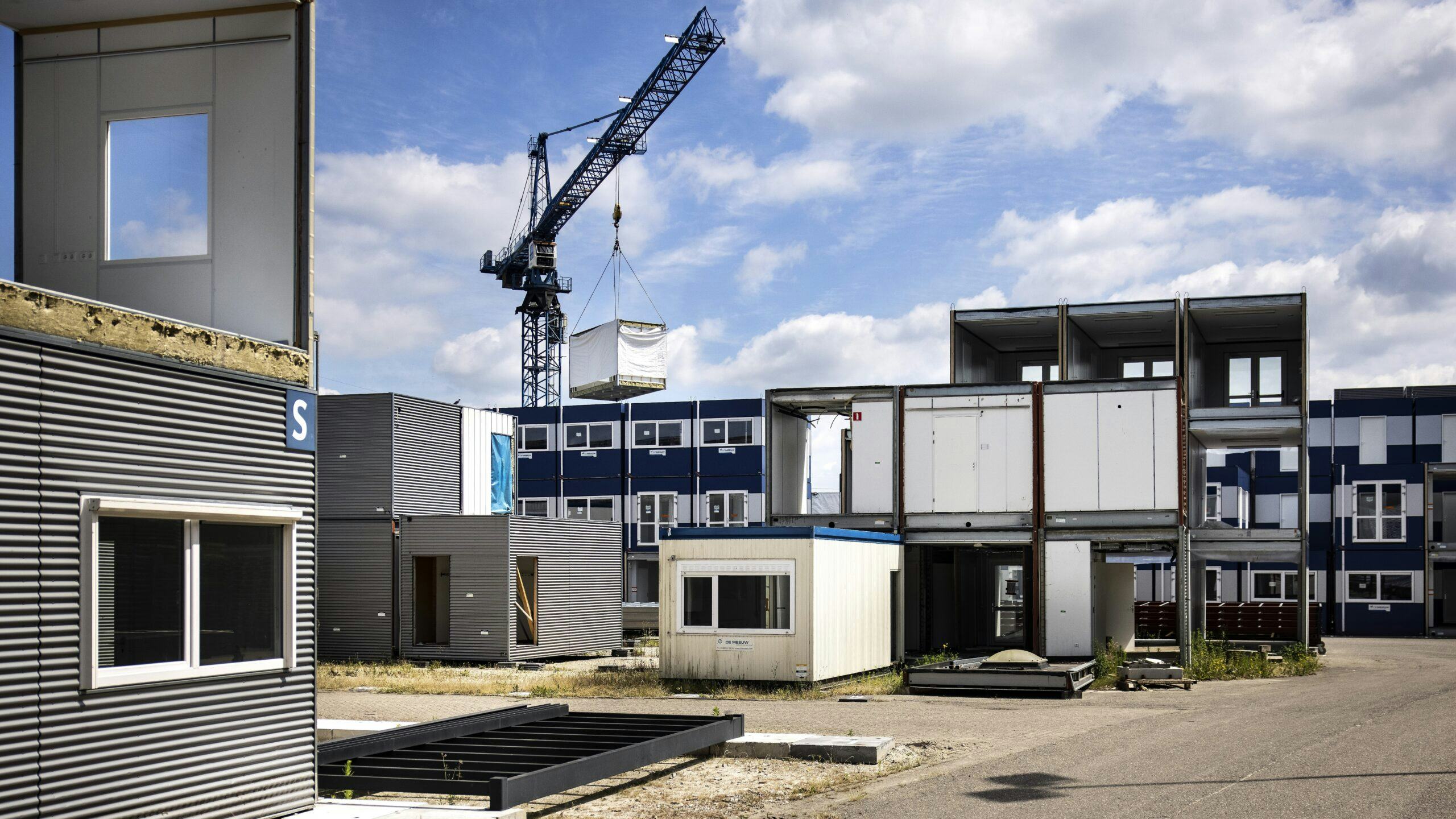 Container flexwoningen op het terrein van bouwbedrijf de Meeuw. Foto: ANP/ Ramon van Flymen.