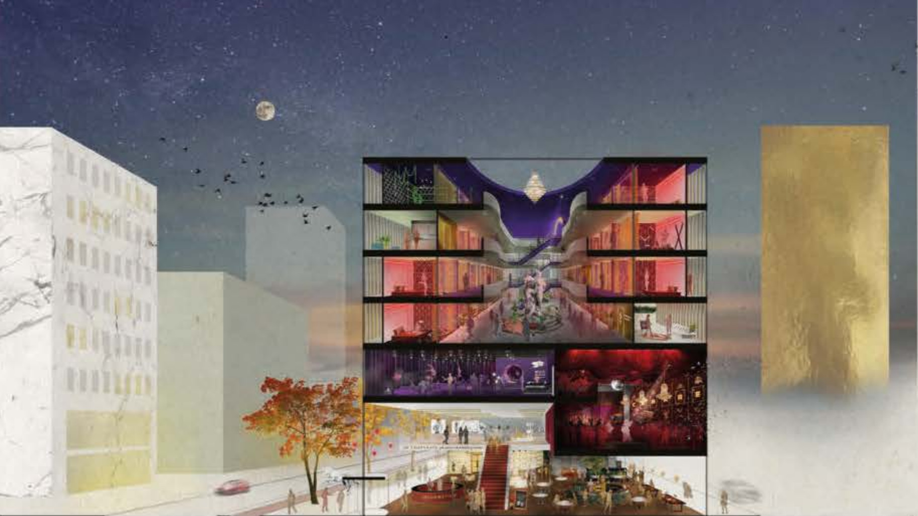 Artist impression erotisch centrum. Bron: gemeente Amsterdam.