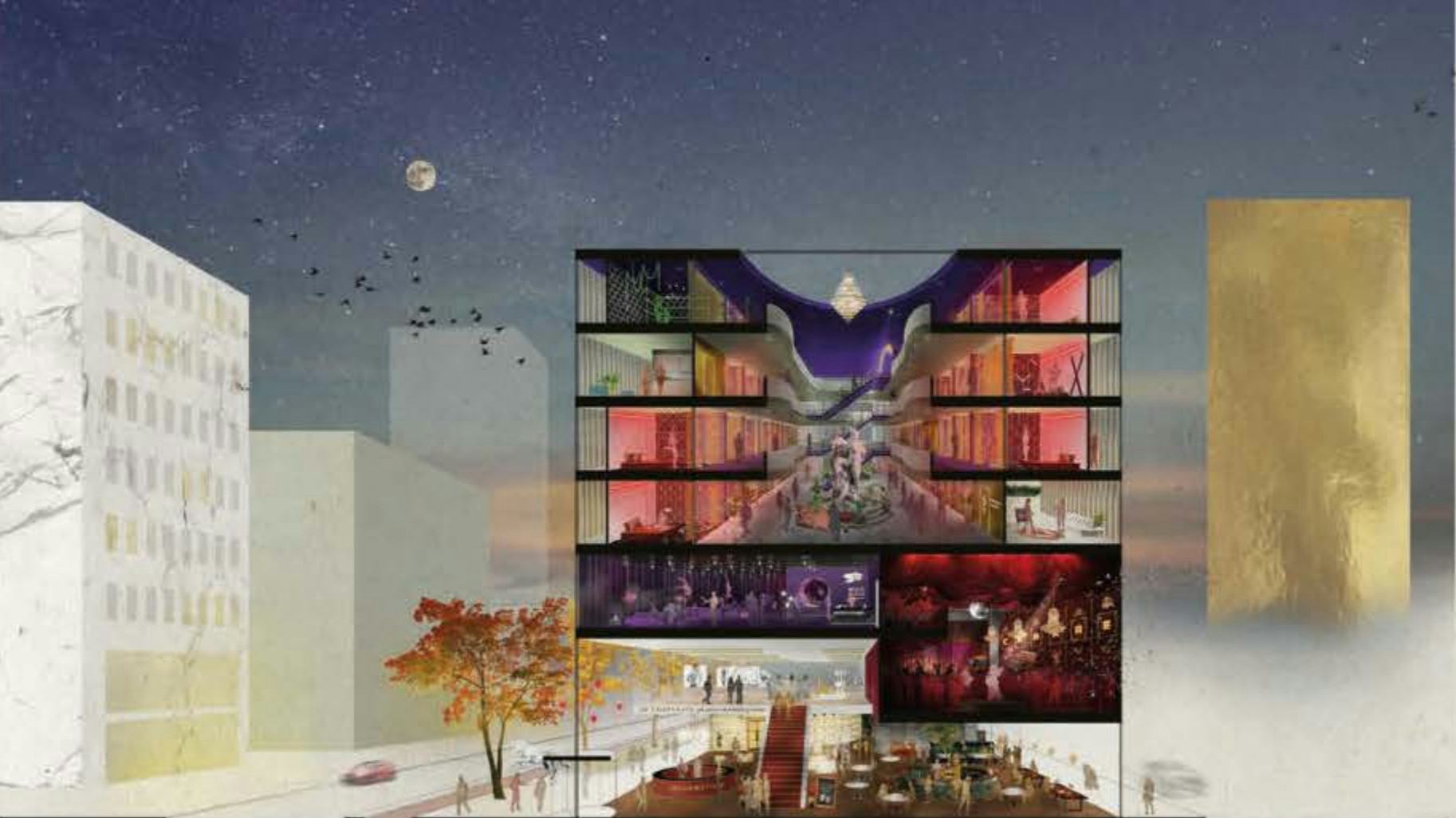 Artist impression erotisch centrum. Bron: gemeente Amsterdam.