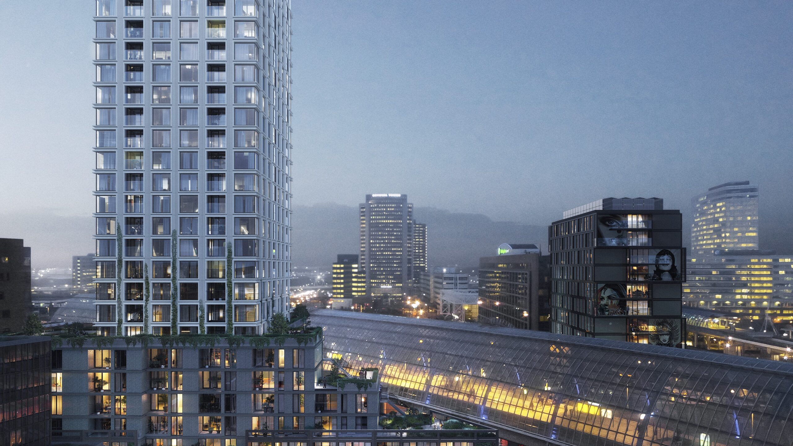 Crossroads vouwt zich als het ware om het spoor van Amsterdam Sloterdijk heen. Foto: To Be Developed