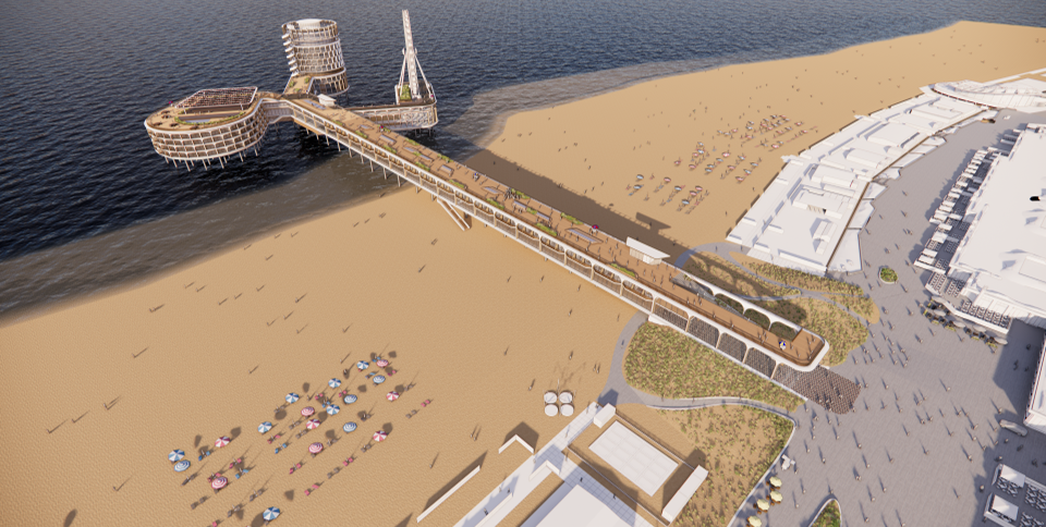 De Satelliet van het oude DNB kantoor wordt verplaatst naar de Scheveningse Pier. Beeld: RE:BORN