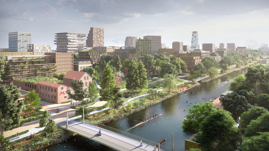 Vogelvlucht van Merwede langs het Merwedekanaal